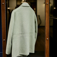 Blouson Bomber Unisexe en Cachemire Double Face Fait Main avec Fermeture Éclair et Boutons Pression, Col Montant, Style Vintage, Vêtement d'Hiver Chaud et Coupe-Vent