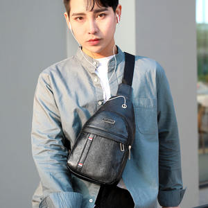 Sac de poitrine pour homme VZANUOM, petit sac bandoulière en cuir PU pour tenues quotidiennes, couleur unie noir et marron foncé, printemps 2025 - Product Image 1