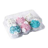 Contenants à cupcakes en plastique transparent jetables antidérapants à haute capacité 6 cavités pour cupcakes et muffins