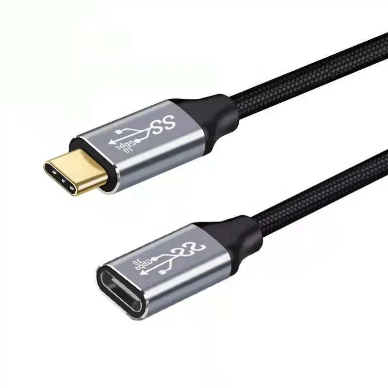 5A 100W Fast Charge Extension Cable 10Gbps USB 3.1 Gen2 USB Type C Type-C Male To Type-C Female Extension Cable