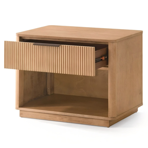 Modern 1-Drawer Solid Oak Wooden Bedside Table <strong>Mirrored</strong> Finish Foldable Design Smart Features LED Light-Nordic Style <strong>Nightstand</strong> - Product Image 6