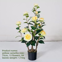 Pohon Kamelia Buatan & Tanaman Mawar dalam Pot Plastik Ringan Dekorasi Lantai Modern 70cm Tanaman Palsu untuk Ruang Tamu Dalam Ruangan