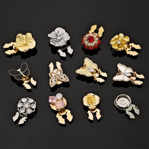 Boutons décoratifs en métal pour chemisiers, avec fleurs, perles, strass et papillons, pour vêtements féminins. - Product Image 5