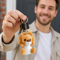 Porte-clés Lion en Peluche Zaves – Écologique, Durable, Adorable, Breloque de Sac en Forme d'Animal en Peluche, Anneau Métallique, Mini Jouet Doux et Moelleux, Pendentif pour Clés