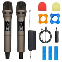 Microphone de karaoké portable sans fil 2,4 G à double canal, rechargeable, avec micro dynamique