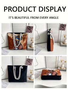 Large Capacity <b>Canvas</b> <b>Tote</b> Bag Multi Purpose for Home Storage Student Use & Shopping Optional Design - Product Image 5