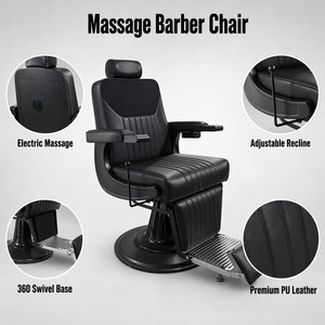 Chaise de coiffure pour hommes de luxe abordable avec fonction de massage, réglable en hauteur, pour coupes de cheveux, permanentes et colorations - Product Image 4