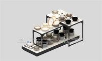 Support de sol modulaire pour vaisselle, présentoirs de cuisine personnalisés, design de présentoirs pour vaisselle, table en métal pour sol, pour kiosque de centre commercial