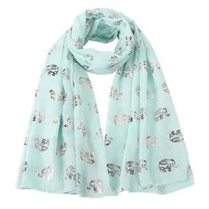 Hot Sale Soft Polyester Schal Modische Glitter Elephant Print Schal Big Size für Frauen für den Frühling All-Season Style