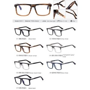 กรอบแว่นตา<span class=keywords><strong>แฟ</strong></span>ชั่นทรงสี่เหลี่ยมใหญ่ รุ่น 93511 สำหรับผู้ชาย ปี 2026 แว่นตาออพติคอล TR90 หรูหรา ป้องกันแสงสีฟ้าจากคอมพิวเตอร์ - Product Image 6