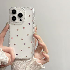 Coque pour iPhone 17 Pro Max, étui souple tendance et élégant avec un cœur scintillant et de grands trous, coque de téléphone antichoc - Product Image 2