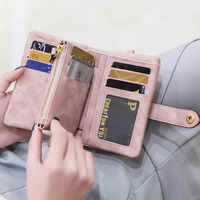 Dompet Kulit PU Gaya Korea dengan Kantong Koin, Dompet Wanita Lembut, Dompet Kartu Kredit Multi-slot, Kantong Uang