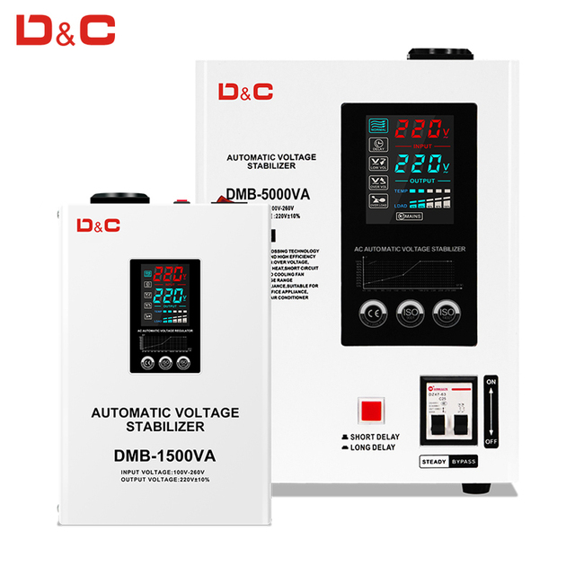 Wall Mounted 220V AC Digital Display Air Conditioner Stabilizer Single Phase 100V-260V Input Home Use Voltage Regulator