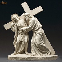 Chrétien Catholique Célèbre Grande Statue Sculpture Sur Pierre Jésus 14 Stations Deuxième Station Marbre Blanc Jésus Porte Croix Sculpture