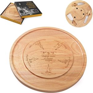 Plato de madera para queso y frutas, plato para pizza, plato giratorio para queso, plato giratorio, tabla de cortar giratoria con almacenamiento. - Product Image 1