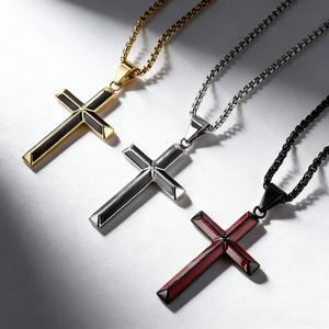 yunnique cross-border jewelry, fashionable and creative dripping cross stainless steel pendant, personalized men's - Product Image 1