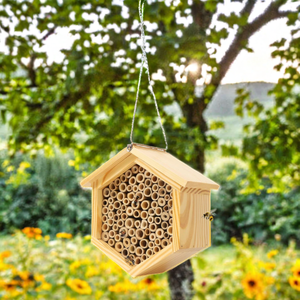 Boîte à abeilles Mason en bois naturel faite à la main Habitat Home Hotel avec tubes en bambou Mason <span class=keywords><strong>Bee</strong></span> House Wood <span class=keywords><strong>Bee</strong></span> Hive - Product Image 6
