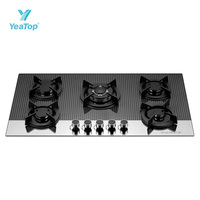 Cuisinière encastrable 5 brûleurs au design moderne, plaque vitrocéramique, protection anti-extinction de flamme, compatible GPL, économe en énergie pour usage domestique