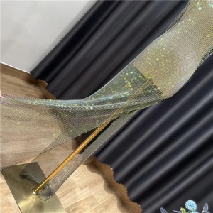 Jupes extensibles à manches longues en strass Jupe transparente Résille à strass Couverture col en V <span class=keywords><strong>Robe</strong></span> longue en cristal pour la fête - Product Image 5