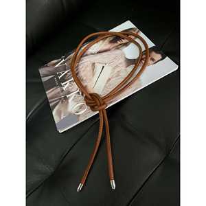 Ceinture en cuir véritable avec détail nœud, en cuir de vache, solide, décontractée et durable - Product Image 2