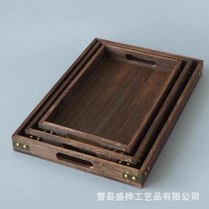 Paulownia Wood <b>Tea</b> <b>Tray</b> Rectangle With Brass Hardware For <b>Tea</b> Serving And Storage - Product Image 4