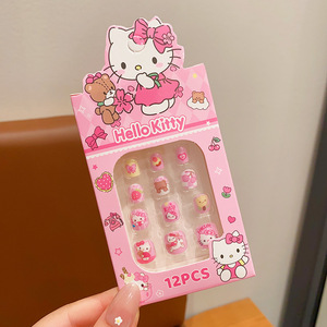 Juego de 12 <span class=keywords><strong>Uñas</strong></span> <span class=keywords><strong>Postizas</strong></span> Infantiles con Diseño de Anime, Reutilizables, con Pegamento y Adhesivos, para Fiestas - Product Image 3