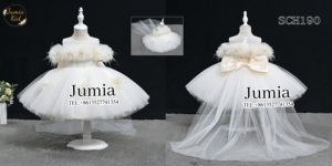 Commercio all'ingrosso ODM da <span class=keywords><strong>bambina</strong></span> <span class=keywords><strong>bianco</strong></span> da principessa con fiocco a coda di piume e perla floreale dolce per l'estate matrimonio per bambini fiore ragazza <span class=keywords><strong>Tutu</strong></span> - Product Image 4