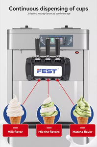 Nhà máy trực tiếp 2 + 1 hỗn hợp thương mại tự động Trung Quốc <span class=keywords><strong>Ice</strong></span> Cream Maker Máy mềm phục vụ <span class=keywords><strong>Ice</strong></span> Cream máy để bán - Product Image 3