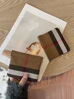Dompet Kotak-kotak Klasik Modis Dompet Saku Portabel Penyimpanan Kabel Data Earphone Tas Mini Dompet Tempat Kartu Billetera De Lujo