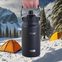 Gourde isotherme 50 oz pour la salle de sport et les activités de plein air, avec logo, 1500 ml, en acier inoxydable, avec poignée