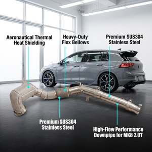 Collecteur d'échappement haute performance en acier inoxydable SS304 pour Volkswagen <span class=keywords><strong>Golf</strong></span> MK8 GTI 2.0t EA888 avec bouclier thermique - Product Image 1