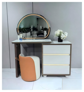 Modern Makeup Vanity <b>Table</b> With Lighted <b>Mirror</b> Storage Desk For Bedroom Furniture - Product Image 1