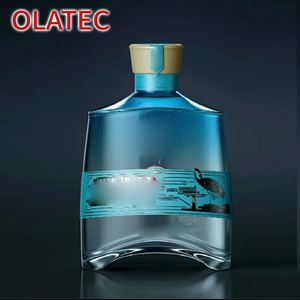 Bottiglia in <span class=keywords><strong>Vetro</strong></span> Personalizzata OLATEC con Motivi Incisi, Colorazione Sfumata ed Elementi Decorativi Incorporati per Liquori, Vini e Regali di Lusso - Product Image 1