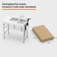 Table de nettoyage de poisson LuckyOCT avec double évier, table de camping pliable portable avec robinet, pulvérisateur, grille de rangement, raccord pour tuyau