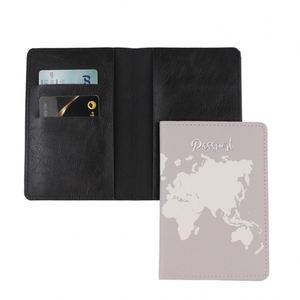 Porte-passeport en cuir PU imperméable antivol avec carte du monde, sac de documents portable avec chaînes décoratives pour les voyages en famille - Product Image 2