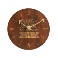 Horloge décorative en bois gravée au laser avec slogan créatif pour la maison, le bureau ou la table