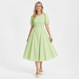 Robe longue décontractée pour femme, 100 % coton, sans manches, froncée, coupe trapèze, imprimé numérique, style campagnard français vintage - Product Image 4