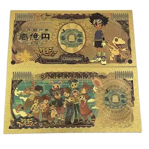 Многие типы японских классических аниме Digimon Adventure Yen 999,9 позолоченная фольга банкнота