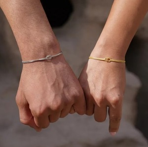 Valentine's Day Stainless Steel <strong>Bracelet</strong> Couple Jewelry Knotted Snake Chain Hand Jewelry Birthday for Gift - Product Image 1