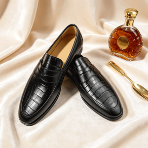 Mocasines de Cuero Genuino de Lujo para Hombre, Textura Exótica, Estilo Penny Loafer, Zapatos Formales, Ligeros y Cómodos - Product Image 2