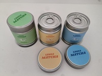 Boîtes rondes en métal personnalisées de 68*60 mm, hermétiques, pour 50 g de matcha, café et thé, emballage mini de 30 g avec bouchons et couvercles intérieurs