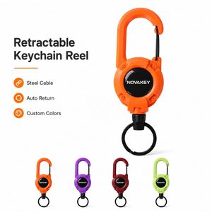 Llavero retráctil de cable de acero de 60 cm con retorno automático, mosquetón de alta resistencia, anillo para llaves, soporte para insignia con logotipo personalizado, venta al por mayor - Product Image 1