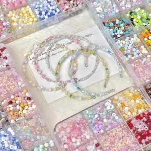 Kit de Cuentas de Vidrio de 4 mm de Colores Variados, 9 Rejillas, Cuentas Redondas Surtidas para Hacer Pulseras, Collares y Joyería - Product Image 2