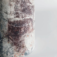 Table à manger en marbre rond naturel, motif unique, base de colonne minimaliste, table à manger de luxe pour la maison, l'hôtel