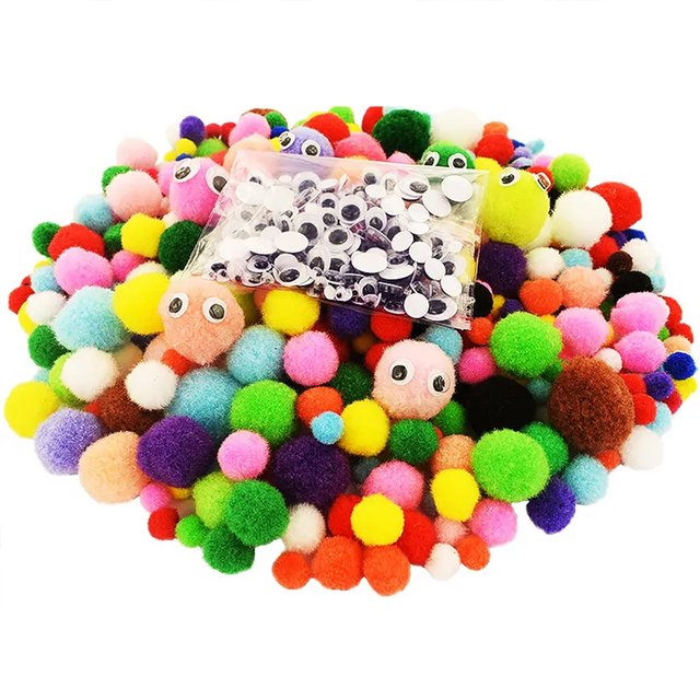 100 Pieces Factory Supply DIY Crafts Terylene Mixed Color Pompoms Toys for Kids Puzzle Toys