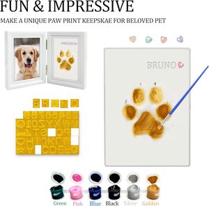 Kit de pâte à modeler écologique pour empreintes de pattes de chien, cadre photo commémoratif pour animaux de compagnie avec breloques - Product Image 4