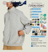 Sweat-shirt à col roulé mi-zippé pour homme en molleton de coton épais, personnalisable avec logo OEM/ODM, fournisseur en gros