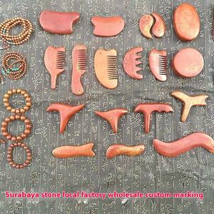 Collier de grattoir pour oiseaux rouges Surabaya naturel Peigne de massage en pierre triangulaire pour le visage Application du corps Masque pour les yeux - Product Image 2