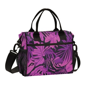 Hawaii Tropical <b>Leaves</b> Design Lunch Tote Summer Outdoor Custom Print Aloha School Lunch Bag With Adjustable Shoulder Strap - Product Image 1