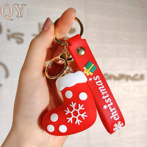QY Noël Dessin Animé PVC Porte-clés Père Noël Renne Bonhomme De Neige En Caoutchouc Porte-clés Cadeau De Vacances Ornement pour - Product Image 3